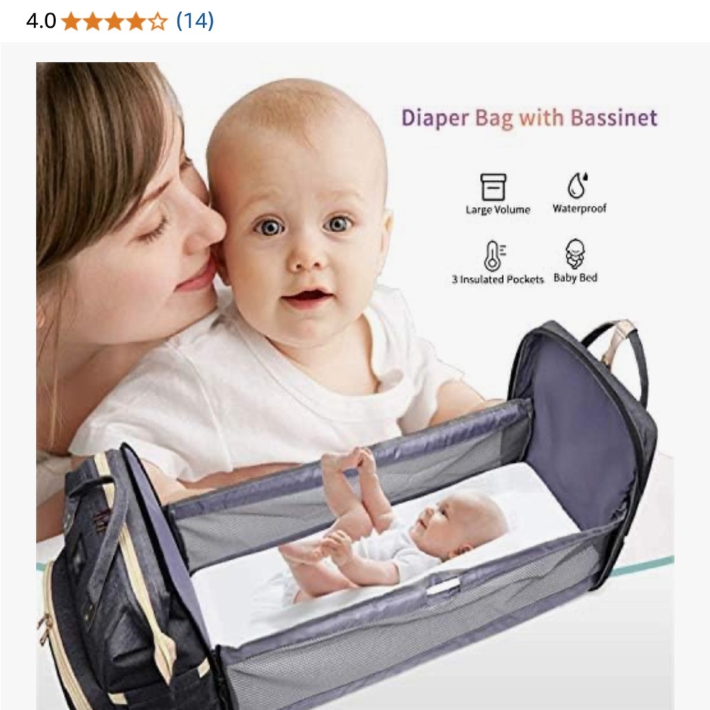 Black Diaper Bag 3 in 1 Changing Bassinet - Picture 11 of 11